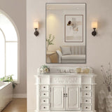 48"x32" Oversized Modern Rectangle Bathroom Mirror with Balck Frame Decorative Large Wall Mirrors W708P146108