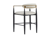 Barstools Set of 2, Upholstered Bar Stools with Back for Kitchen Island, Beige Faux PU Leather N779P248198P