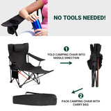 2 Pack 2-in-1 Camping Chair Reclining, Lightweight Folding Camping Chair with Adjustable Backrest & 02370354