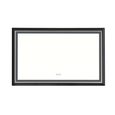 ZUN 48*30 Black Framed Bathroom Mirror Square Wall-Mounted Material Framed Vanity Mirror Shaving Mirror W928P178406