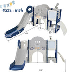 ZUN Kids Slide Playset Structure 9 in 1, Freestanding Spaceship Set with Slide, Arch Tunnel, Ring Toss, PP319755AAC