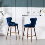 ZUN Leland Fabric Upholstered Wingback Bar Stools, Set of 2, Blue T2574P165110