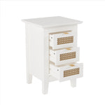 ZUN Wooden Nightstands Set of 2 with Rattan-Woven Surfaces and Three Drawers, Exquisite Elegance with 01116942