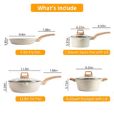 ZUN Kitchen Cookware Set Pots and Pans Set White Nonstick Granite Coating Dishwasher Safe Fast Even Heat 67861779