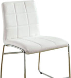 ZUN White Color Leatherette 2pcs Dining Chairs Chrome Metal Legs Dining Room Side Chairs B011136660