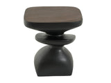 Black Abstract Tiered MGO Side Table, Sculptural Irregular Accent End Table, Pre-Assembled Non-KD, N770P473002B