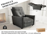 Chenille Fabric Recliner Chair for Adults - Manual Push Back Reclining Sofa with Sturdy Metal Frame, W3568P431432