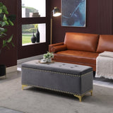 Large Storage Benches Set, Nailhead Trim 2 in 1 Combination Benches, Tufted Velvet Benches with Gold W1420104348