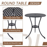 ZUN 3 Piece Bistro Table Set Cast Aluminum Outdoor Patio Furniture with Umbrella Hole and Grey Cushions W2505P151716