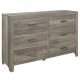 ZUN Rusticated Style Weathered Gray Finish 1pc Dresser of 6x Drawers Transitional Bedroom Wooden B01191703