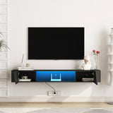 Floating TV Stand Wall Mounted with 16 Color LEDs,69" Modern TV Stand, Floating TV Cabinet W1321P237655