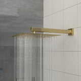Dual Shower Head - 10 Inch Wall Mounted Square Shower System with Rough-in Valve,Gold W124381741