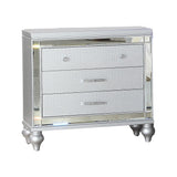 Sterling Modern Style Mirror Framed 3-Drawer Nightstand Made with Wood in Silver 808857880529