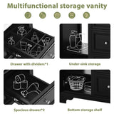 30-Inch bathroom vanity cabinet with ceramic basin, 3 drawers and adjustable shelves N729P176237B