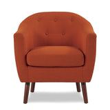 Orange Fabric Upholstered Accent Chair 1pc Espresso Finish Legs Button Tufted Solid Wood Furniture B011P182506