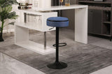 Round Storage Bar Stool Set of 2, Blue Linen Height Adjustable Barstool, 360&degCounter Height Swivel W2200P196799