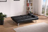 Black Leather Office Double Folding Sofa Bed with Matching Coffee Table, Multifunctional Design W3356P298488