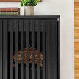 Mid Century Modern Fluted Hollowed Out Sideboard Cabinet with 2 Outlet Holes, Buffet Cabinet with W1801P288511