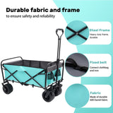 ZUN 440lbs Collapsible Foldable Wagon Cart with strapping system ,Beach Wagon Utility Cart Utility Wagon W2932P234997