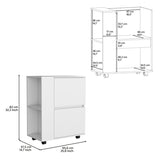 Bar Cart Two Pull-Down Door Cabinets and Two Open Shelves,White B097P167409