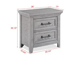 1pc Gray Contemporary Rustic Wood Finish Two Drawers Nightstand Wooden Bedroom Furniture Metal Pull B2741P504989