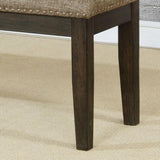 Transitional 1pc BENCH Only Espresso Warm Gray Nail heads Solid wood Fabric Upholstered Padded Seat B011104799