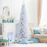 7 Feet White Artificial Christmas Pencil Tree with Folding Metal Stand 87508550