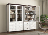White MDF Display Storage Cabinet,Tall Kitchen Pantry Cabinets with Glass Doors and Adjustable W409P195106