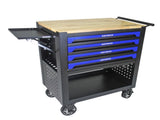 4 DRAWERS MULTIFUNCTIONAL TOOL CART WITH WHEELS AND WOODEN TOP-BLUE W1102111182