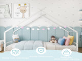 White Flat Bed House Shape with Side Guardrails Twin Children's Iron Bed 70816319