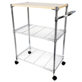 ZUN 3-Tier Rolling Kitchen Trolley Cart Steel Island Storage Utility Service Dining 15773870