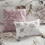 8 Piece Cotton Printed Comforter Set Blush Queen B03597100