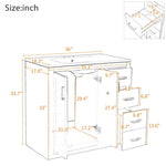 ZUN 36'' Bathroom Vanity with Ceramic Sink Combo, Solid Wood Frame Bathroom Storage Cabinet, N710P243327K