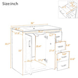 ZUN 36'' Bathroom Vanity with Ceramic Sink Combo, Solid Wood Frame Bathroom Storage Cabinet, N710P243327K