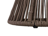 Outdoor Side Table, Dark Grey Rope and Acacia Wood, 25.80" Height, 16.14" Diameter, Elegant Long N770P354691D