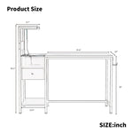 ZUN Computer Desk with Power Outlet & Storage Shelves, Study Writing Table with USB Ports Charging 20137043