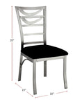 ZUN Contemporary Silver Metal 2pc Dining Chairs Black Microfiber Seat Dining Room Ladder Back Chair B011P232977