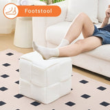 Square Ottoman Foot Stool Corduroy Vanity Chair Bench with Padded Woven Footrest for Entryway Living 73016618