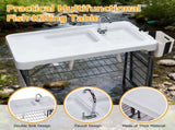 42.5" Fish Cleaning Table with Dual Sink, Portable Folding Camping Table with Foldable Extension 38077895
