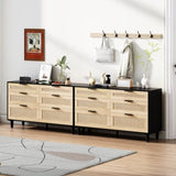 51" Rattan Dresser for Bedroom, 6 Drawer Dresser, Clothes Storage Cabinet for Bedroom, Metal W757P209508