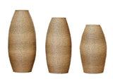 3-Piece Handcrafted PVC Floor Vase Set, 19.69" 23.2" 27.56" Tall, Natural Rattan-Like Textured beige W2796P446214