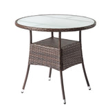 31.5" Patio Table for 4-Person, Outdoor Patio Wicker Round Table, All-Weather Rattan Bistro 50420156