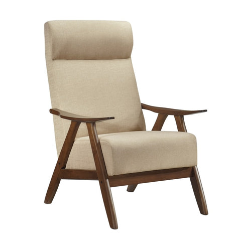 ZUN Modern Accent Chair 1pc Light Brown High Back Chair Cushion Seat and Back Walnut Finish Solid Wood B011P182663