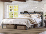 Queen Bed Frame with Charging Station and Storage Headboard, 18 Inch High Metal Platform Bed with PU W1820P532212