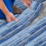 40 Pcs Blue Wood Grain Flooring, Peel Stick Floor Tile, PVC Self-Adhesive DIY Flooring Removable 02112486