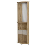 Oregon Corner Bar Cabinet, 3-Tier Shelf with Glass Rack B128P176134