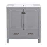 30" Gray Bathroom Vanity Single Sink, Combo Cabinet Undermount Sink, Bathroom Storage Cabinet WF324043AAE