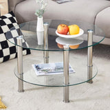 ZUN Contemporary Minimalist Double Layer Tempered Glass Coffee Table - 27.5" Top and 23.6" W1151P234011