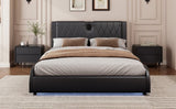 Queen Size Luxurious Faux Leather Upholstered Platform Bed with Thickened Headboard, Bluetooth N701P241047B