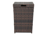 With Top Cover Iron Frame Rattan Trash Can Brown Gradient 87596867